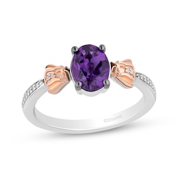 Disney Treasures Winnie the Pooh "Eeyore" Oval-Cut Amethyst & Diamond Ring 1/20 ct tw Sterling Silver & 10K Rose Gold