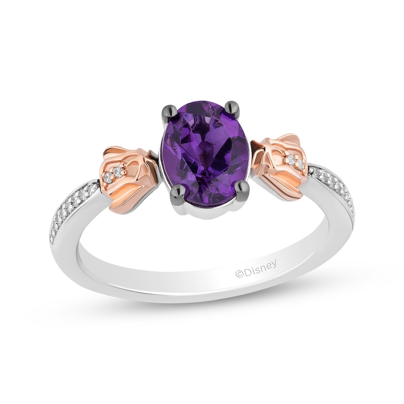 Main Image 1 of Disney Treasures Winnie the Pooh "Eeyore" Oval-Cut Amethyst & Diamond Ring 1/20 ct tw Sterling Silver & 10K Rose Gold