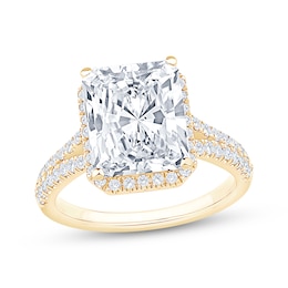 Now + Forever Lab-Grown Diamonds Radiant-Cut Halo Engagement Ring 4-1/2 ct tw 14K Yellow Gold