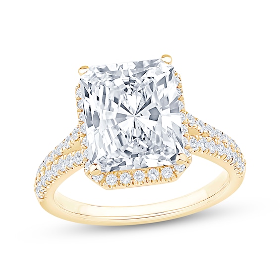 Now + Forever Lab-Grown Diamonds Radiant-Cut Halo Engagement Ring 4-1/2 ct tw 14K Yellow Gold
