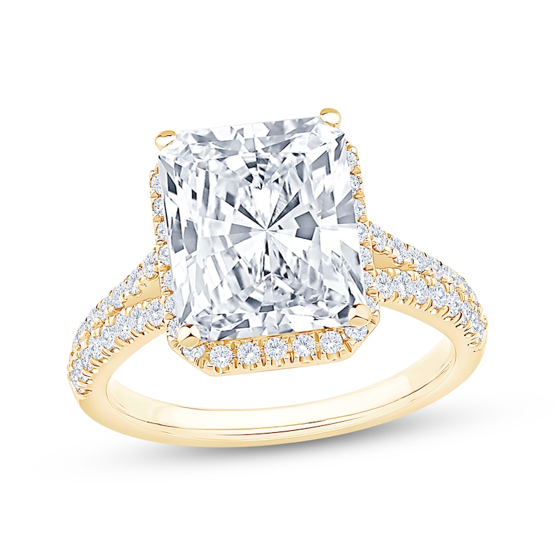 Main Image 1 of Now + Forever Lab-Grown Diamonds Radiant-Cut Halo Engagement Ring 4-1/2 ct tw 14K Yellow Gold