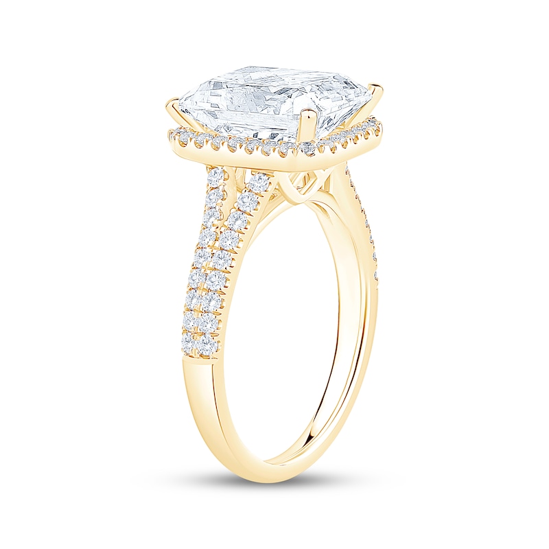 Main Image 2 of Now + Forever Lab-Grown Diamonds Radiant-Cut Halo Engagement Ring 4-1/2 ct tw 14K Yellow Gold