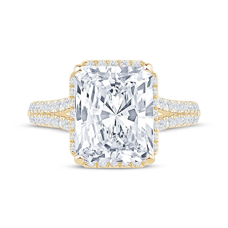 Main Image 3 of Now + Forever Lab-Grown Diamonds Radiant-Cut Halo Engagement Ring 4-1/2 ct tw 14K Yellow Gold