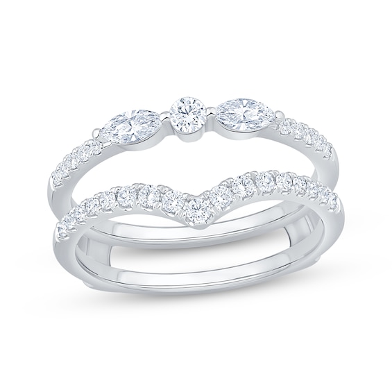 Now + Forever Lab-Grown Diamonds Round & Marquise-Cut Contour Enhancer Ring 1/2 ct tw 14K White Gold