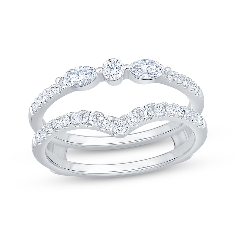 Main Image 1 of Now + Forever Lab-Grown Diamonds Round & Marquise-Cut Contour Enhancer Ring 1/2 ct tw 14K White Gold