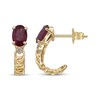 Thumbnail Image 3 of Oval-Cut Natural Ruby & Diamond Accent J-Hoop Chain Earrings 10K Yellow Gold