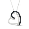 Thumbnail Image 1 of Black & White Tilted Diamond Heart Necklace 1/5 ct tw Sterling Silver 18"