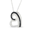Thumbnail Image 2 of Black & White Tilted Diamond Heart Necklace 1/5 ct tw Sterling Silver 18"
