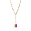 Thumbnail Image 2 of STUDIO BY KAY Emerald-Cut Pink Lab-Created Sapphire Y-Drop Necklace 24K Yellow Gold Vermeil Sterling Silver 18"