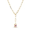 Thumbnail Image 3 of STUDIO BY KAY Emerald-Cut Pink Lab-Created Sapphire Y-Drop Necklace 24K Yellow Gold Vermeil Sterling Silver 18"