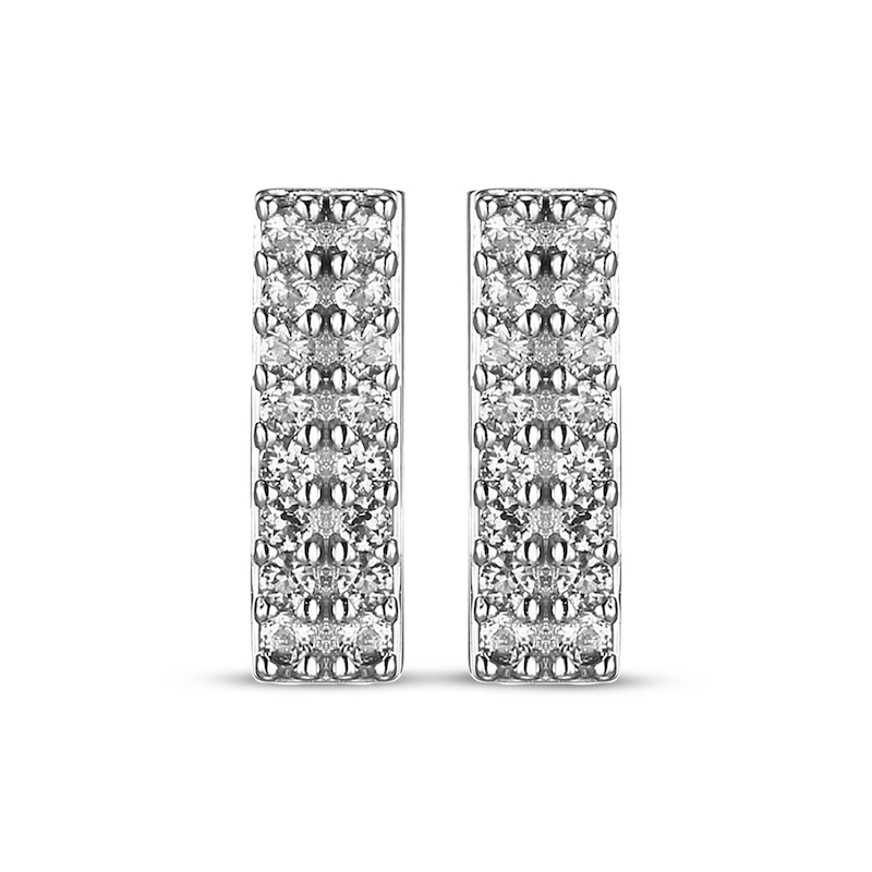 Main Image 2 of Diamond Double Row Bar Stud Earrings 1/6 ct tw Sterling Silver