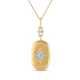 Diamond Oblong Locket Necklace 1/10 ct tw 10K Yellow Gold 18"