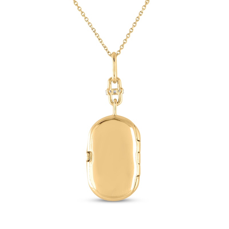 Main Image 3 of Diamond Oblong Locket Necklace 1/10 ct tw 10K Yellow Gold 18"