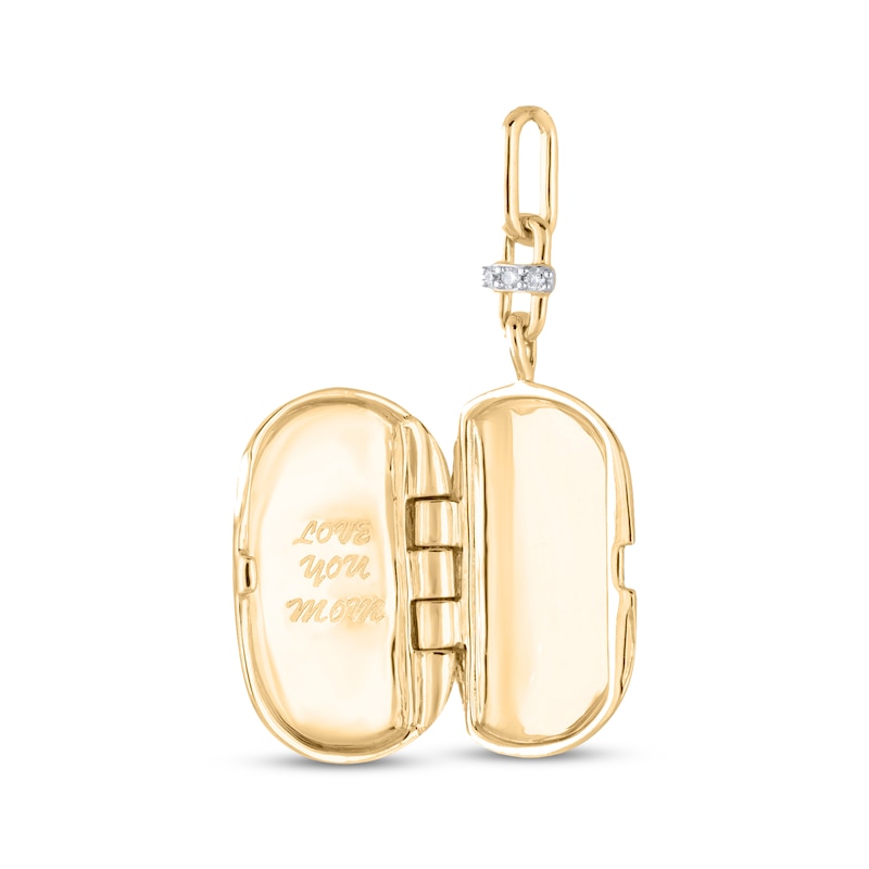 Main Image 4 of Diamond Oblong Locket Necklace 1/10 ct tw 10K Yellow Gold 18"