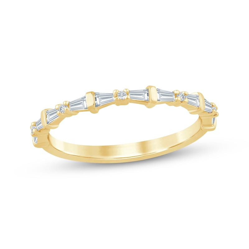 Main Image 1 of KAY Bow Collection Baguette & Round-Cut Lab-Grown Diamond Anniversary Ring 1/4 ct tw 14K Yellow Gold