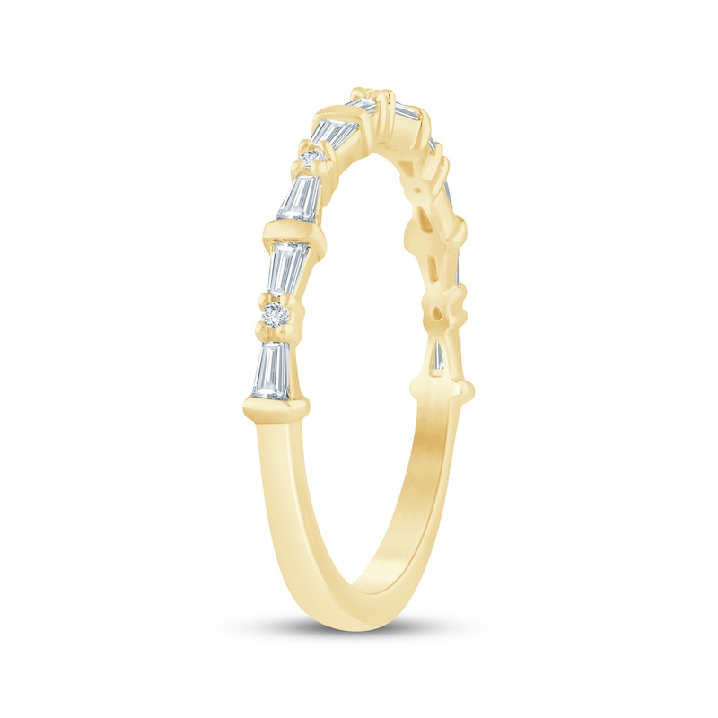Main Image 2 of KAY Bow Collection Baguette & Round-Cut Lab-Grown Diamond Anniversary Ring 1/4 ct tw 14K Yellow Gold