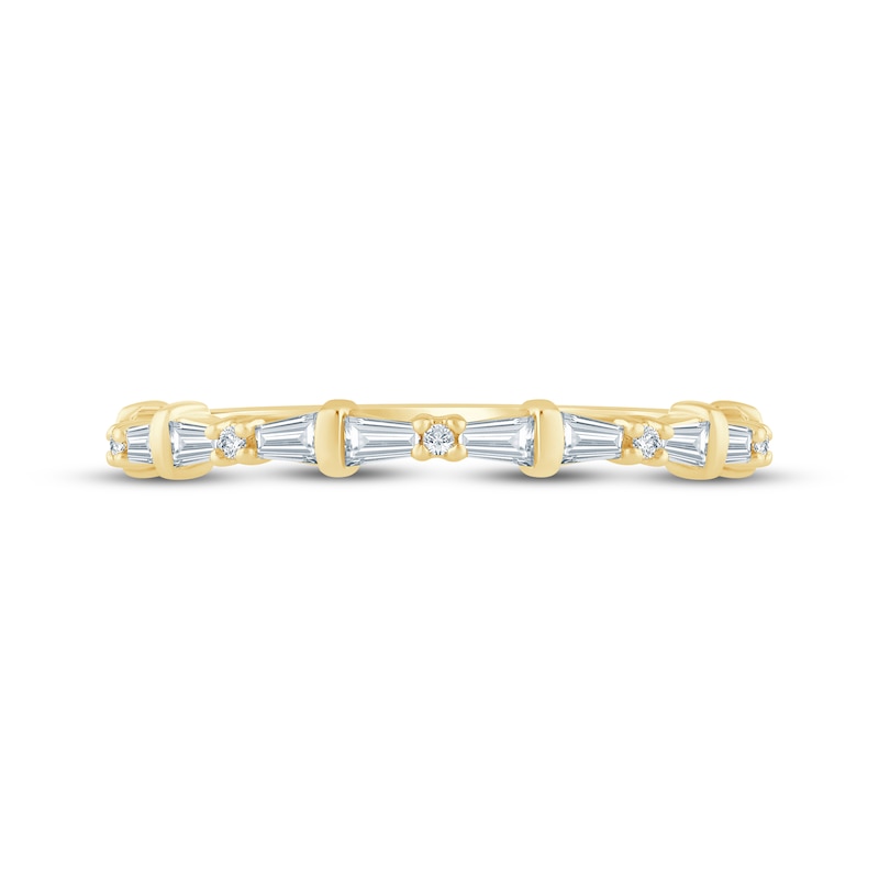 Main Image 3 of KAY Bow Collection Baguette & Round-Cut Lab-Grown Diamond Anniversary Ring 1/4 ct tw 14K Yellow Gold