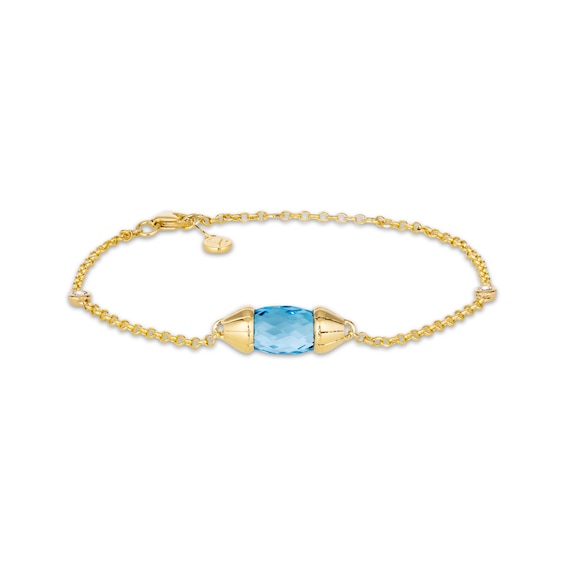 Le Vian Blue Topaz Briolette Bracelet 1/15 ct tw Diamonds 14K Honey Gold 7.5"