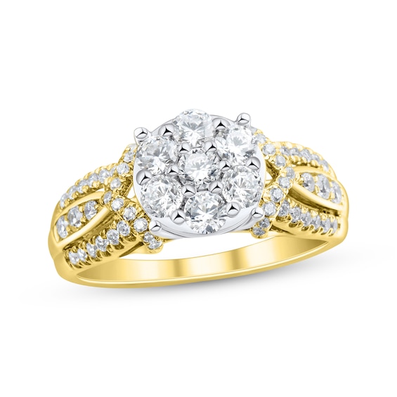 Multi-Diamond Chevron Engagement Ring 1 ct tw 10K Yellow Gold