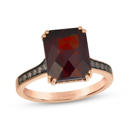 Le Vian Emerald-Cut Garnet & Ruby Ring 1/3 ct tw Diamonds 14K Strawberry Gold