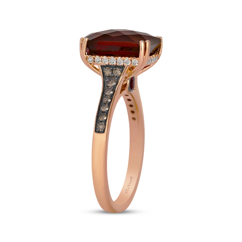 Main Image 2 of Le Vian Emerald-Cut Garnet & Ruby Ring 1/3 ct tw Diamonds 14K Strawberry Gold