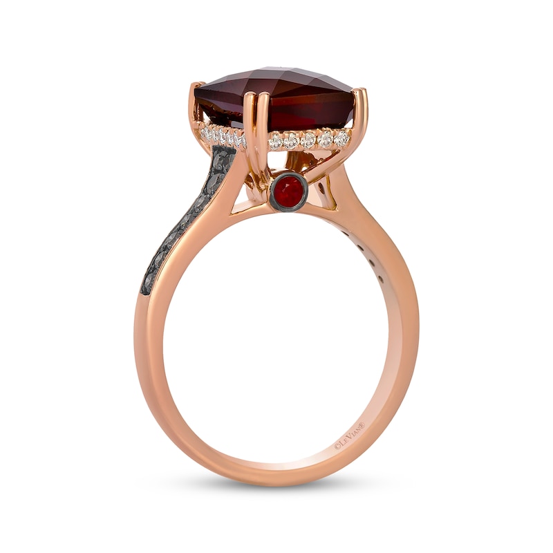 Main Image 3 of Le Vian Emerald-Cut Garnet & Ruby Ring 1/3 ct tw Diamonds 14K Strawberry Gold