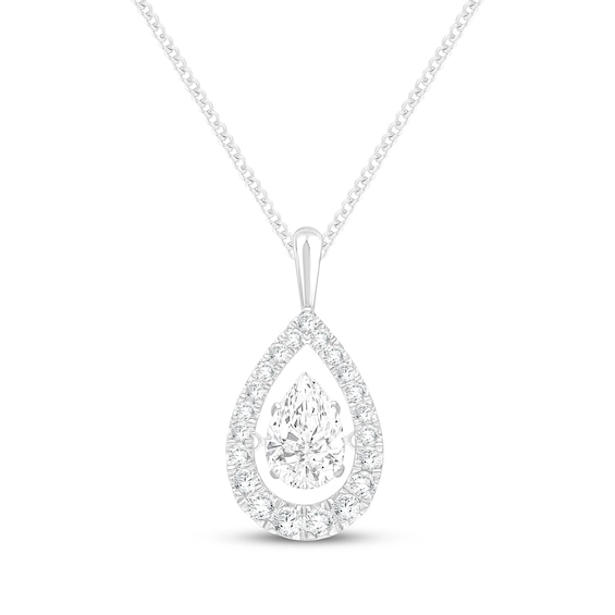Unstoppable Love Pear-Shaped Lab-Grown Diamond Necklace 1-1/2 ct tw 10K White Gold 19"