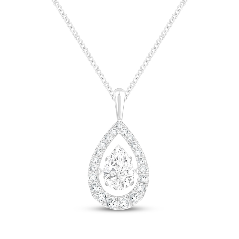 Main Image 1 of Unstoppable Love Pear-Shaped Lab-Grown Diamond Necklace 1-1/2 ct tw 10K White Gold 19"