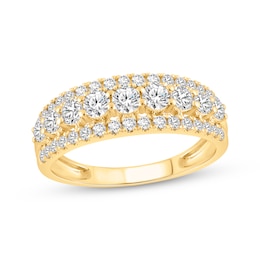 Now + Forever Lab-Grown Diamonds Three-Row Anniversary Ring 1-1/4 ct tw 14K Yellow Gold