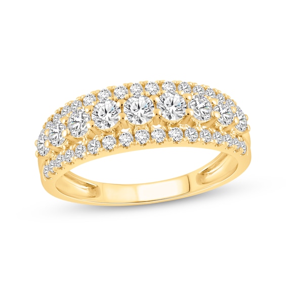 Now + Forever Lab-Grown Diamonds Three-Row Anniversary Ring 1-1/4 ct tw 14K Yellow Gold