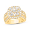 Thumbnail Image 1 of Now + Forever Round-Cut Multi-Diamond Cushion Halo Engagement Ring 2 ct tw 10K Yellow Gold