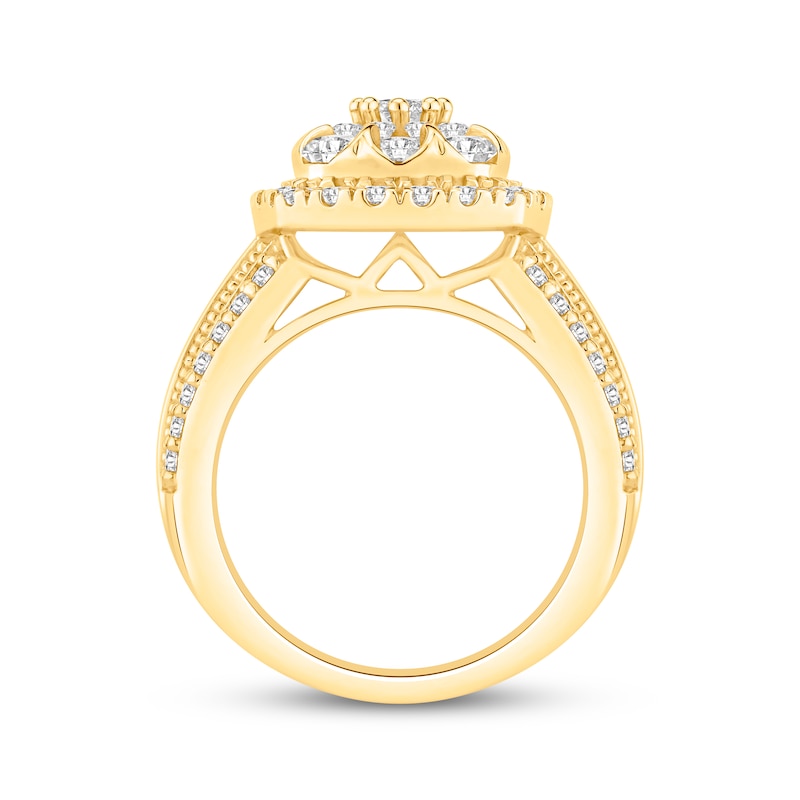 Main Image 3 of Now + Forever Round-Cut Multi-Diamond Cushion Halo Engagement Ring 2 ct tw 10K Yellow Gold