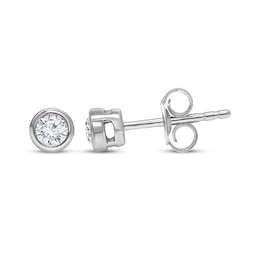 KAY Lab-Grown Diamonds Round-Cut Bezel-Set Solitaire Stud Earrings 1/4 ct tw 10K White Gold (F/SI2)