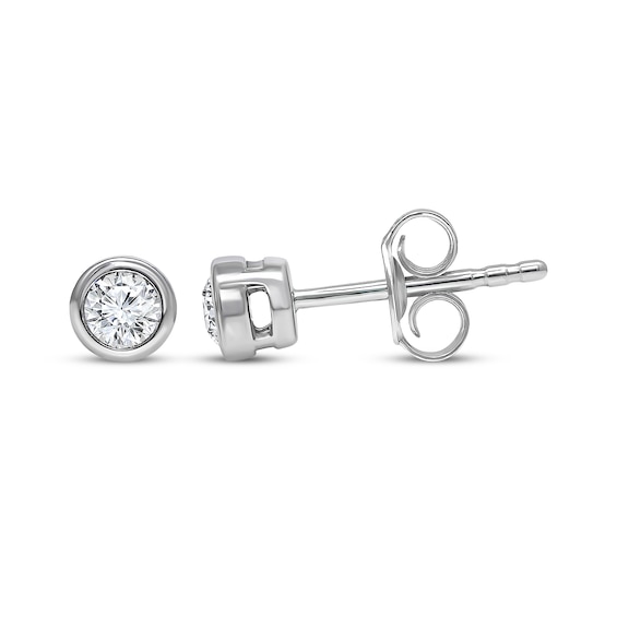 KAY Lab-Grown Diamonds Round-Cut Bezel-Set Solitaire Stud Earrings 1/4 ct tw 10K White Gold (F/SI2)