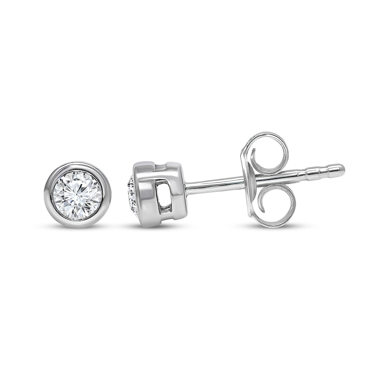 Main Image 1 of KAY Lab-Grown Diamonds Round-Cut Bezel-Set Solitaire Stud Earrings 1/4 ct tw 10K White Gold (F/SI2)