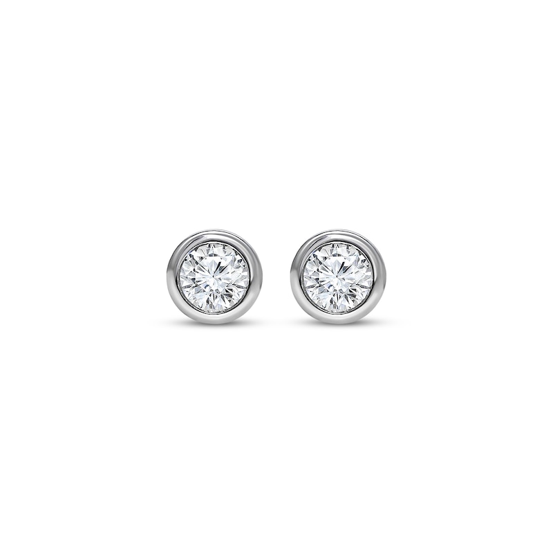 Main Image 2 of KAY Lab-Grown Diamonds Round-Cut Bezel-Set Solitaire Stud Earrings 1/4 ct tw 10K White Gold (F/SI2)