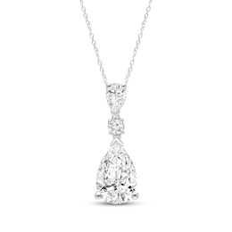 KAY Lab-Grown Diamonds Pear-Shaped & Round-Cut Drop Necklace 3 ct tw 14K White Gold 18"