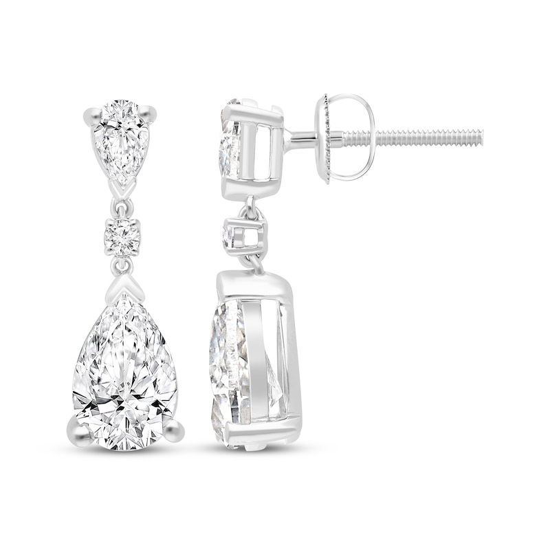 Main Image 1 of KAY Lab-Grown Diamonds Pear-Shaped & Round-Cut Dangle Earrings 3 ct tw 14K White Gold (F/VS2)