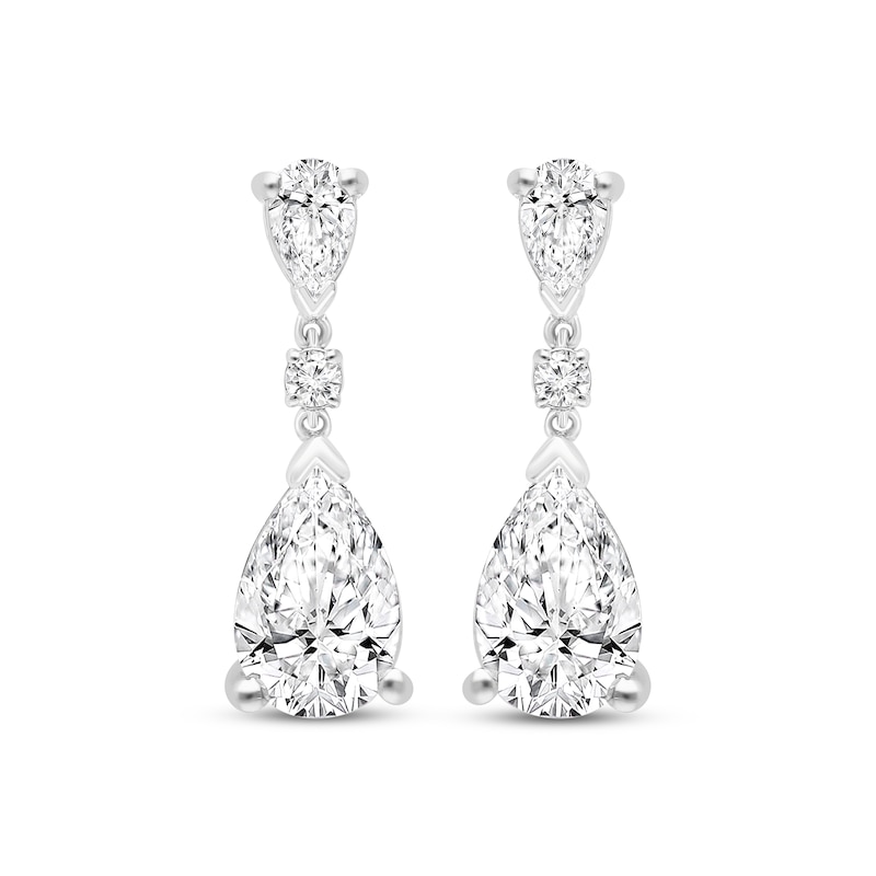 Main Image 2 of KAY Lab-Grown Diamonds Pear-Shaped & Round-Cut Dangle Earrings 3 ct tw 14K White Gold (F/VS2)