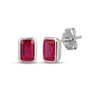 Thumbnail Image 1 of STUDIO BY KAY Emerald-Cut Lab-Created Ruby Bezel-Set Solitaire Stud Earrings Sterling Silver