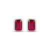 Thumbnail Image 2 of STUDIO BY KAY Emerald-Cut Lab-Created Ruby Bezel-Set Solitaire Stud Earrings Sterling Silver