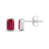 Thumbnail Image 3 of STUDIO BY KAY Emerald-Cut Lab-Created Ruby Bezel-Set Solitaire Stud Earrings Sterling Silver