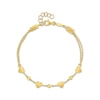 Thumbnail Image 1 of Heart & Bead Station Bracelet Semi-Solid 10K Yellow Gold 8.25"