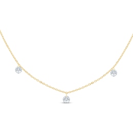 KAY Lab-Grown Diamonds Three-Stone Dangle Station Necklace 1/2 ct tw 10K Yellow Gold 18"