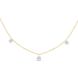KAY Lab-Grown Diamonds Three-Stone Dangle Station Necklace 1/2 ct tw 10K Yellow Gold 18"