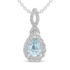 Thumbnail Image 1 of Pear-Shaped Aquamarine & White Lab-Created Sapphire Necklace Sterling Silver 18"