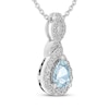 Thumbnail Image 2 of Pear-Shaped Aquamarine & White Lab-Created Sapphire Necklace Sterling Silver 18"
