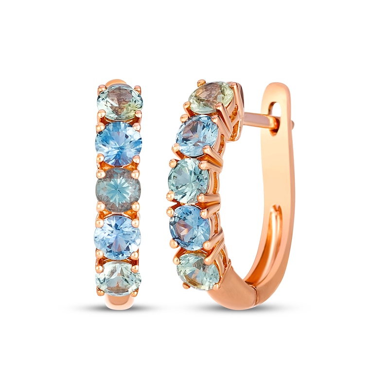 Main Image 1 of Le Vian Montana Sapphire Ombré Hoop Earrings 14K Strawberry Gold