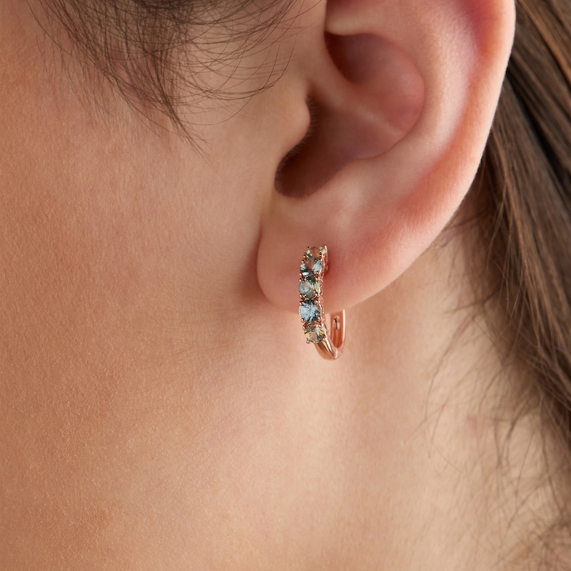 Main Image 4 of Le Vian Montana Sapphire Ombré Hoop Earrings 14K Strawberry Gold