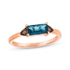 Thumbnail Image 1 of Le Vian Baguette-Cut Blue Topaz Ring 1/15 ct tw Diamonds 14K Strawberry Gold